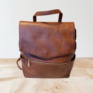 Moda Luxe Brown Faux Leather Backpack | Convertible Mini Backpack Purse
